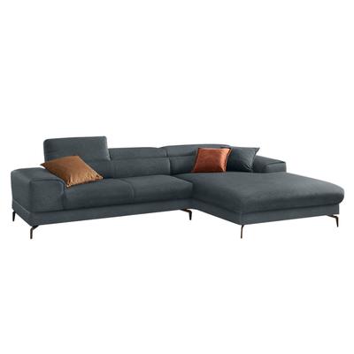 Ecksofa W.SCHILLIG "piedroo, Designsofa mit tollem Sitzkomfort, elegant und bequem, L-Form", blau (marine r66), B:303cm H:70cm T:193cm, Chenille-Flachgewebe R66 (85% Polyester, 15% Nylon), Sofas, Ecksofa, Kopfteilverstellung, wahlweise mit... Image