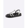 Sandale HEINE, Damen, Gr. 36, silber (silberfarben, schwarz), Leder, Glattleder, Rindsleder, modisch, Schuhe