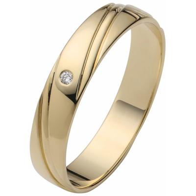 Trauring FIRETTI "Schmuck Geschenk Gold 375 Hochzeit Ehering "LIEBE" Gr. 23, gold (gelbgoldfarben), Fingerringe, 23, 0,01 ct SI = kleine Einschlüsse mit Brillant, Gelbgold 375, 4mm, Made in Germany, wahlweise mit oder ohne Brillant Image