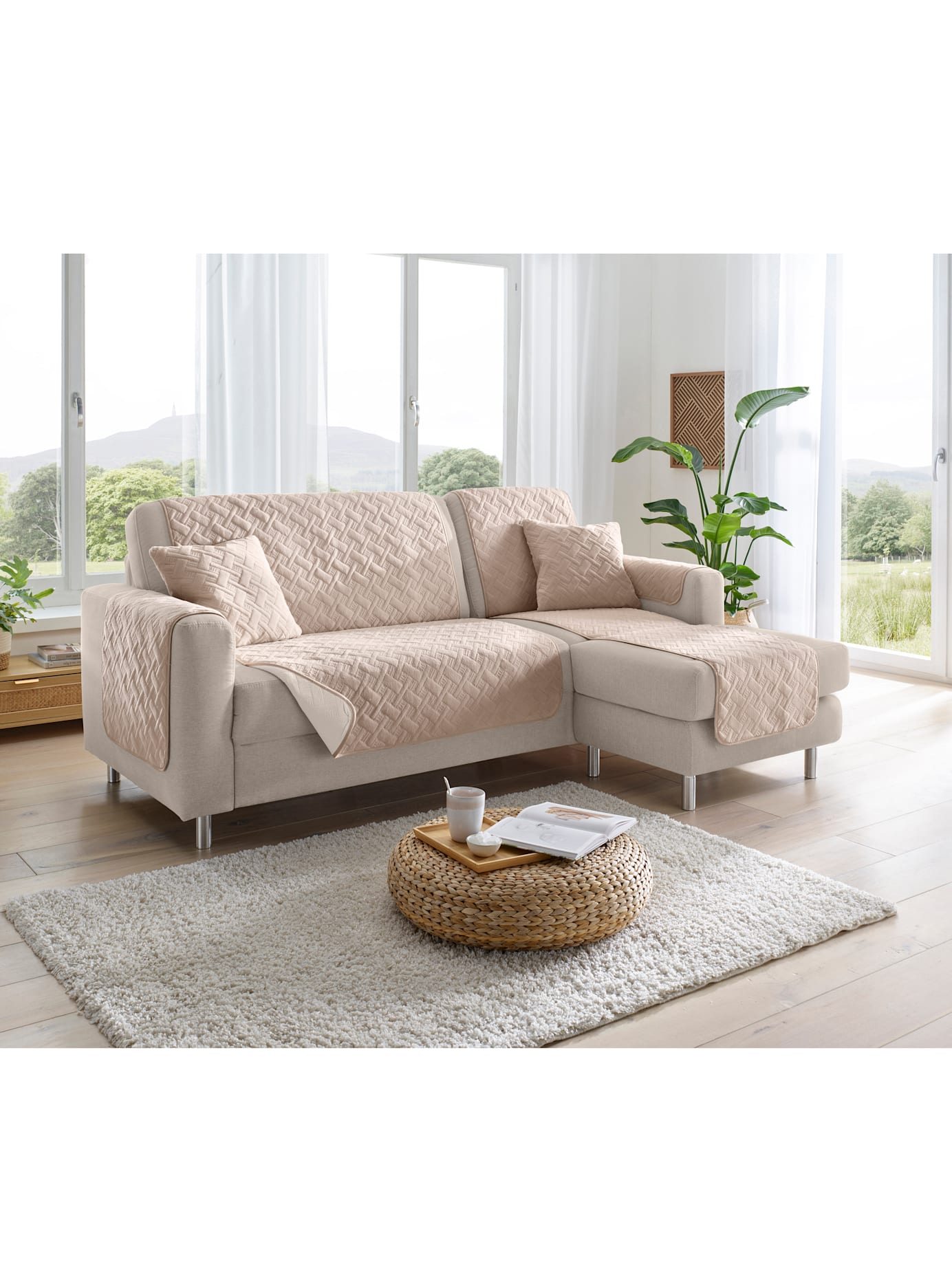 Tagesdecke Gr. 1, beige, B:45cm L:150cm, 100% Polyester, Tagesdecken Image