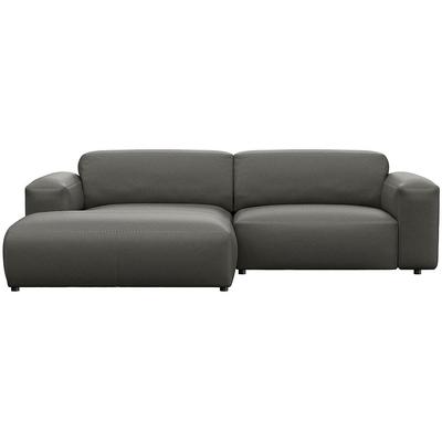 Ecksofa FLEXLUX "Lucera Chaislongue rechts oder links, L-Form, bequem", grau (warm mineral grau), B:257cm H:73cm T:171cm, 100% Echteder, Sofas, modern & anschmiegsam, Kaltschaum, Stahl-Wellenunterfederung Image