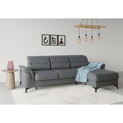 Ecksofa SIT & MORE "Sinatra L-Form", grau (dunkelgrau), B:258cm H:85cm T:170cm, 98% Polyester, 2% Polyamid, Sofas, mit Recamiere, optional mit Kopfteilverstellung und Armteilfunktion Image