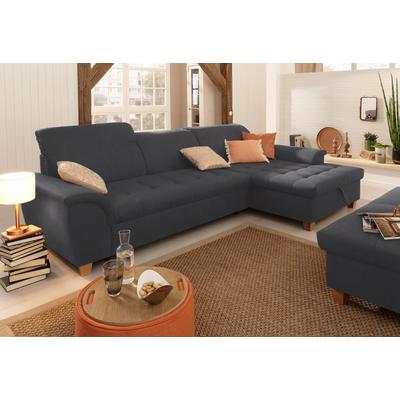 Ecksofa HOME AFFAIRE "Lyla L-Form", grau (anthrazit), B:279cm H:81cm T:170cm, Sofas, mit Recamiere, wahlweise mit Rückenfunktion und zusätzlich mit Bett Image
