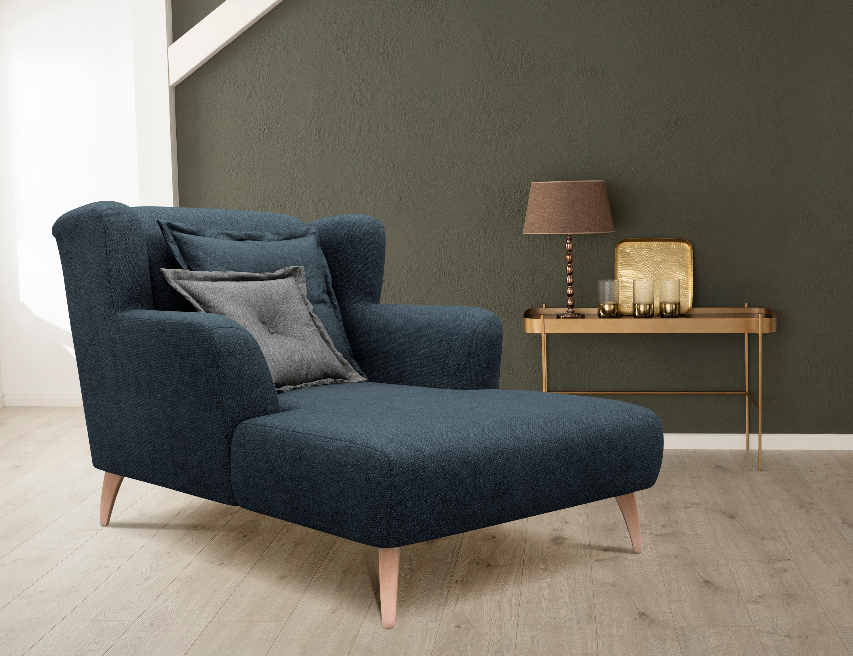 Loveseat HOME AFFAIRE "Baggio Kuschel Mega Lounge Big Sessel", blau (dunkelblau), B:101cm H:99cm T:152cm, 92% Polyester, 8% Nylon, Sessel