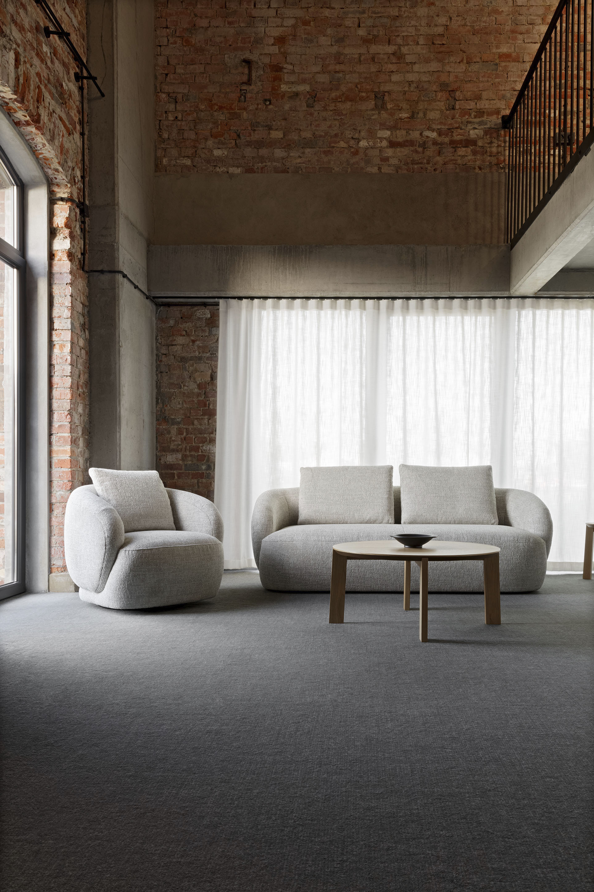 2,5-Sitzer FLEXLUX "Torino, rund, Couch, Loveseat", beige (natural), B:186cm H:85cm T:102cm, 100% Polyester, Sofas, Modernes, organisches Sofa-Design, Kaltschaum, Wellenunterfederung