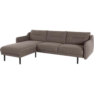 Ecksofa ANDAS "Nordfyn L-Form", braun, B:239cm H:81cm T:166cm, Struktur weich (100% Polyester), Luxus-Microfaser Lederoptik (100% Polyester), 100% NaturLEDER, Sofas, edles Design in 3 Bezugsqualitäten, Design by Morten Georgsen Image