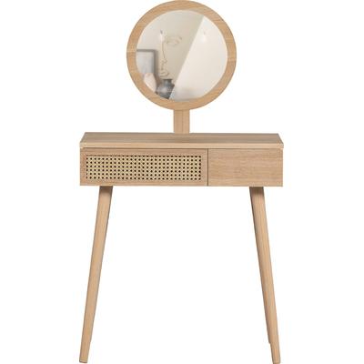 Schminktisch WOOOD "Soof", beige (natürlich), B:70cm H:125cm T:40cm, Tische, inkl. Spiegel, H 125 cm x B 70 cm