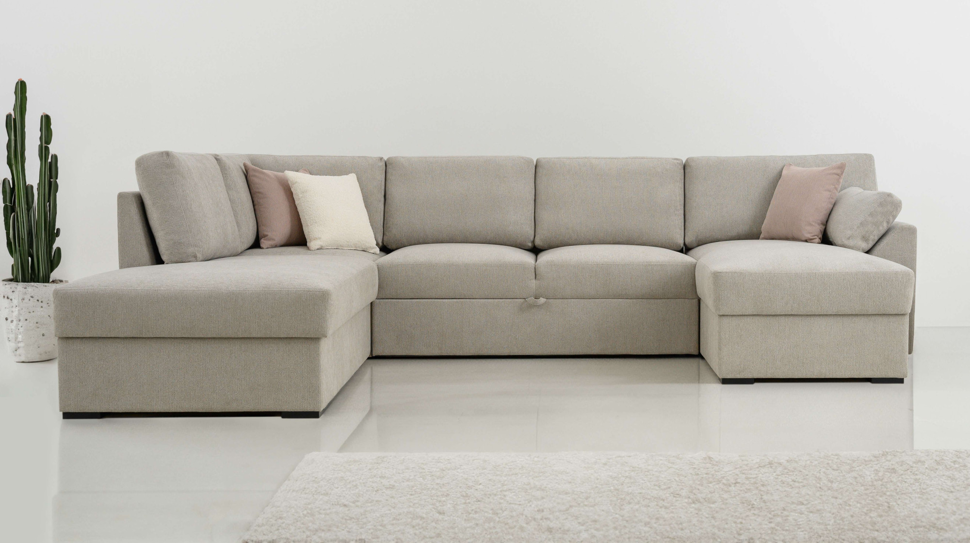 Wohnlandschaft HOME AFFAIRE "Citry", braun (cappuccino), B:309cm H:88cm T:224cm, 100% polyester, Sofas, Breite 309 cm, Chenille, Bettfunktion, Bettkasten, U-Form
