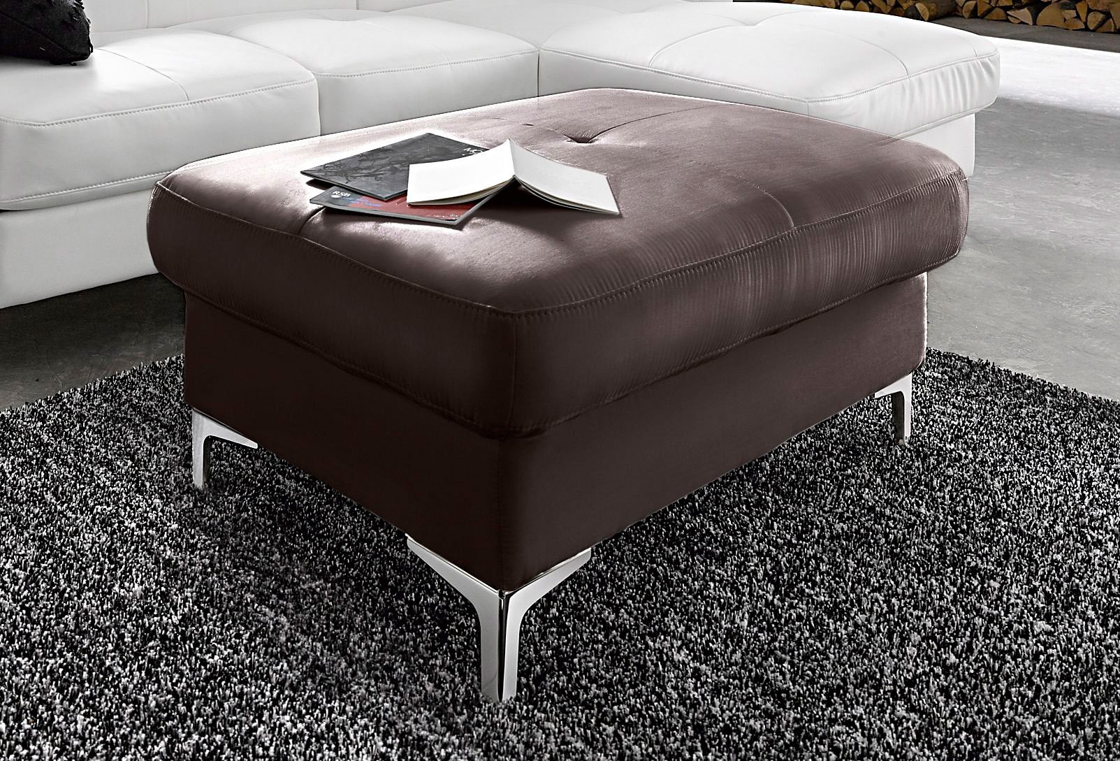 Hocker COTTA "Sammy", braun, B:95cm H:47cm T:64cm, Hocker, Lederhocker Polsterhocker