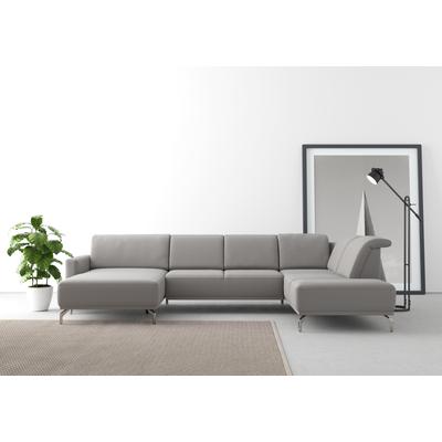 Wohnlandschaft SIT & MORE "Bailando U-Form", grau, B:337cm H:84cm T:205cm, Sofas, wahlweise mit Kopfteilverstellung und Vorziehsitz, motorisch Image