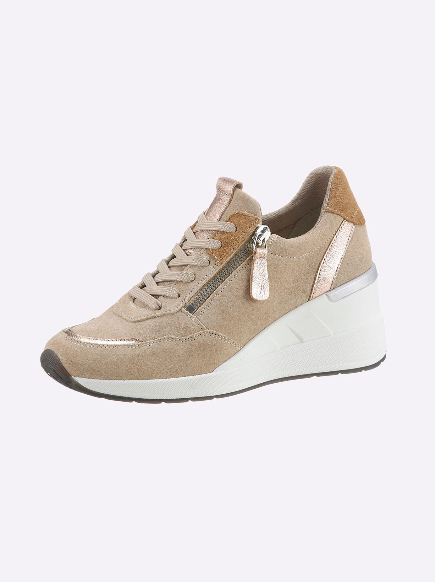 Sneaker CASUAL LOOKS, Damen, Gr. 39, beige (sand), Veloursleder, Schuhe Sneaker