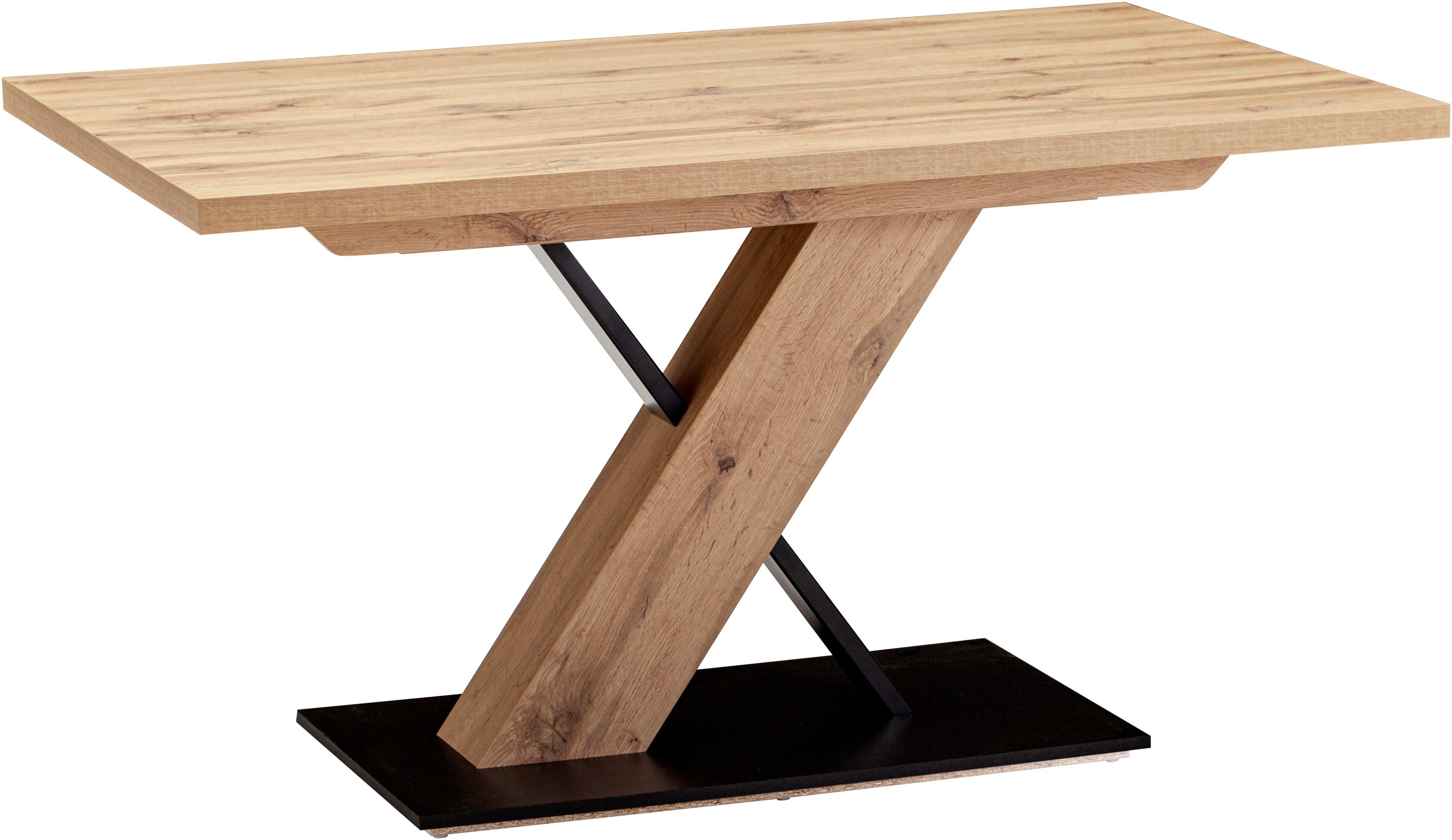 Säulen-Esstisch MASSIVLINE & MORE "SK Kota, Säulentisch, Küchentisch, Tisch, Esstisch", säulengestell,braun, braun, braun, B:138cm H:75cm T:90cm, Tische, Platte und Bodenplatte Dekor, Maße: 138 x 90 cm