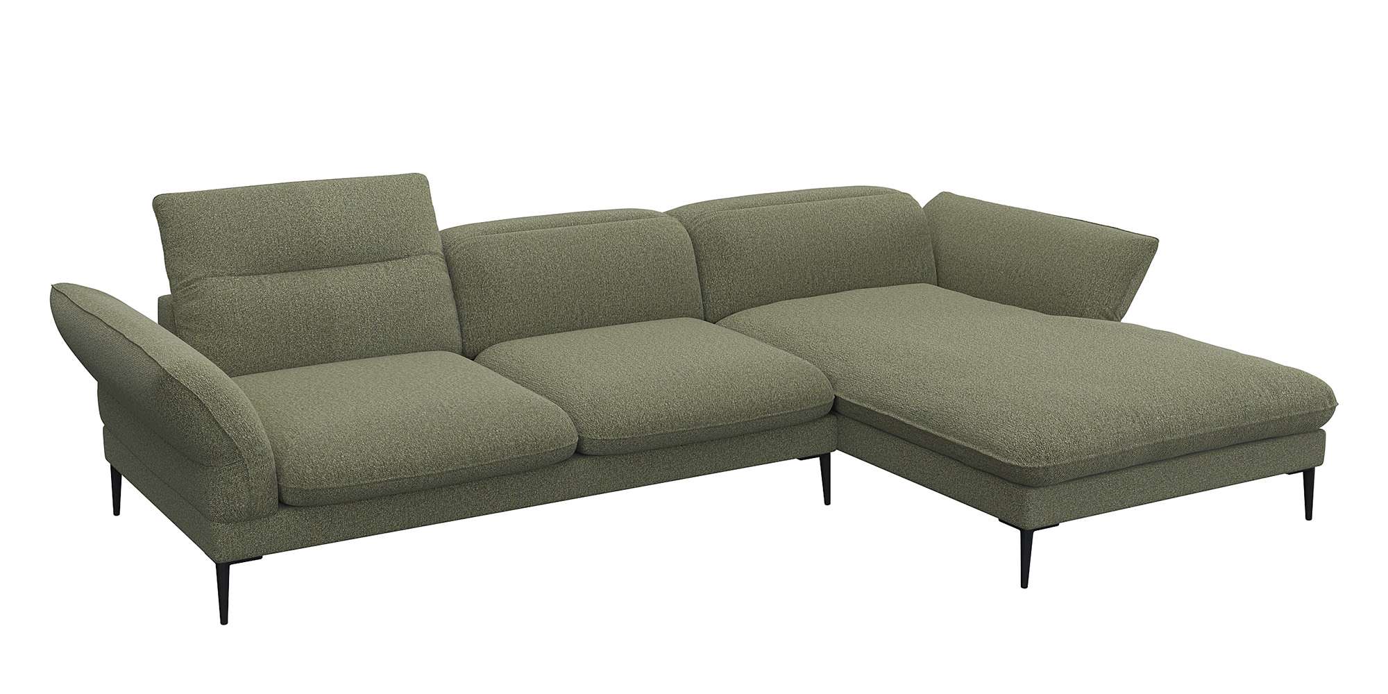 FLEXLUX "Salino, Funktionssofa mit Recamiere, Relaxsofa, Ecksofa" Sofa mit Arm- und Kopfteil-Verstellungen, Kaltschaum & Stahl-Wellen