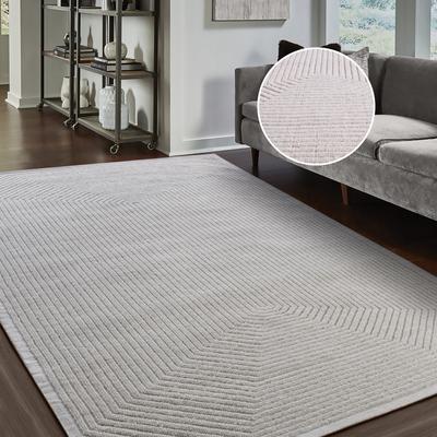 Wollteppich MY HOME "Sola, handgewebt, Wolle, Hoch-Tief-Struktur" Gr. 1, beige (creme), B:60cm H:12mm L:90cm, Kunstfaser, Wolle, Teppiche, einfarbig, Wolle, Handweb Teppich, Wohnzimmer, Schlafzimmer, Esszimmer Image