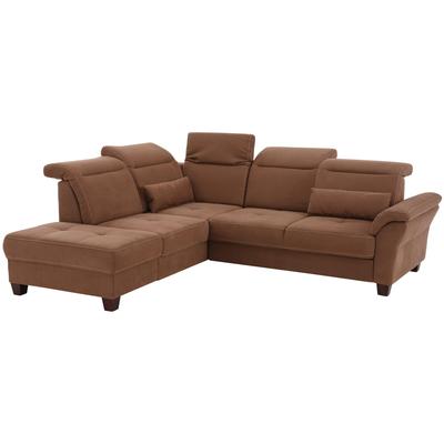 Ecksofa HOME AFFAIRE "Solvei L-Form", braun, B:260cm H:104cm T:235cm, Luxus-Microfaser Lederoptik (100% Polyester), Struktur (100% Polyester), Luxus-Microfaser ALTARA NUBUCK (100% Polyester), Sofas, wahlweise auch mit Kopfteilverstellung und... Image