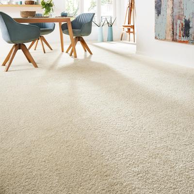 Teppichboden ANDIAMO "Softness, Velours, Made in Belgium", beige (creme), B:400cm H:17mm L:450cm, Kunstfaser, Teppiche, Uni Farben, Breite 400 cm, besonders weich, Wohnzimmer, Schlafzimmer Image