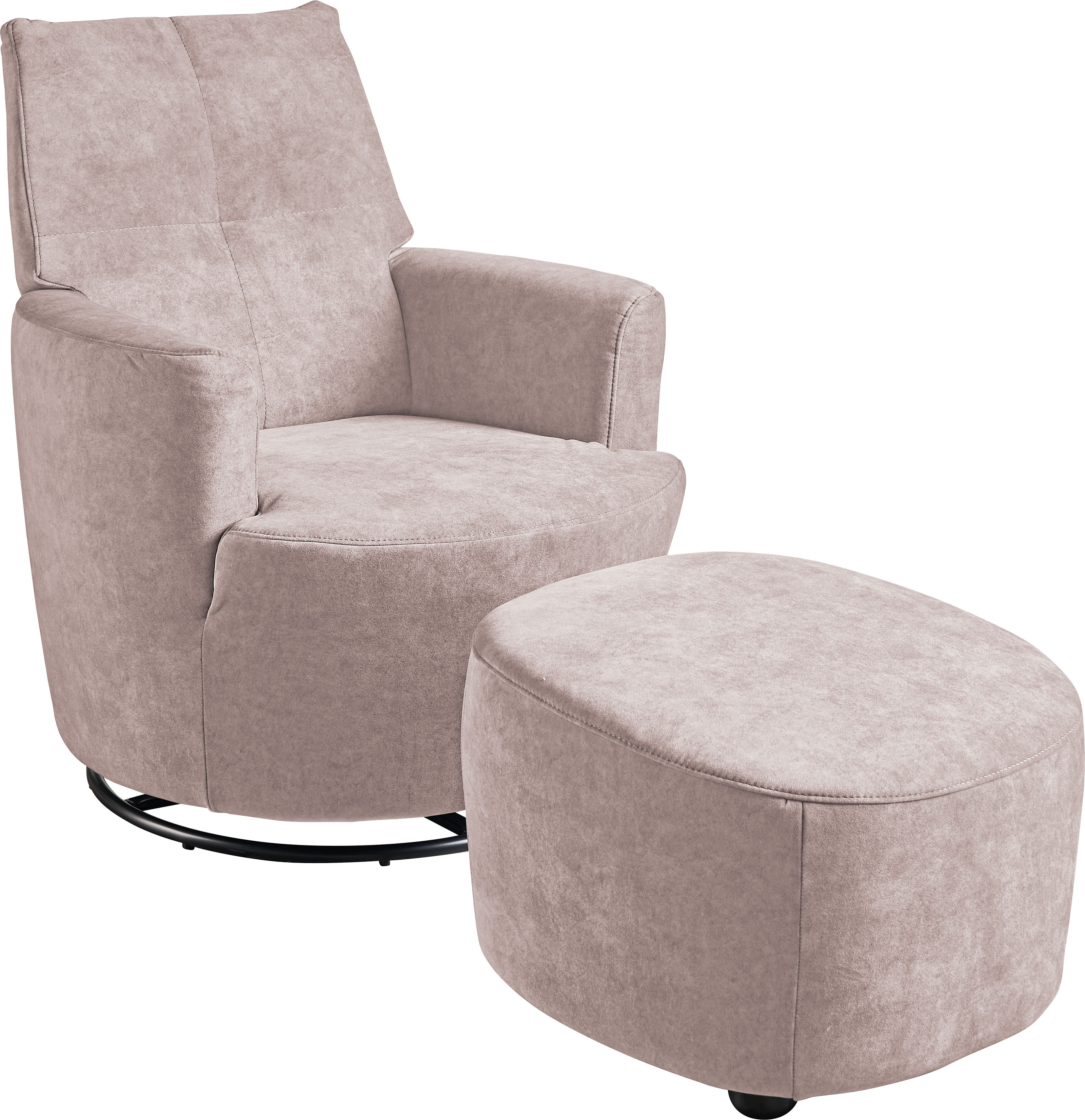 Relaxsessel "SO 1450", rosa (pastellrosa fzr 8), B:80cm H:96cm T:88cm, Samtstoff FZR (100% Polyester), SET ONE BY MUSTERRING, Sessel, Relaxsessel, mit Dreh- und Wippfunktion, inklusive Hocker