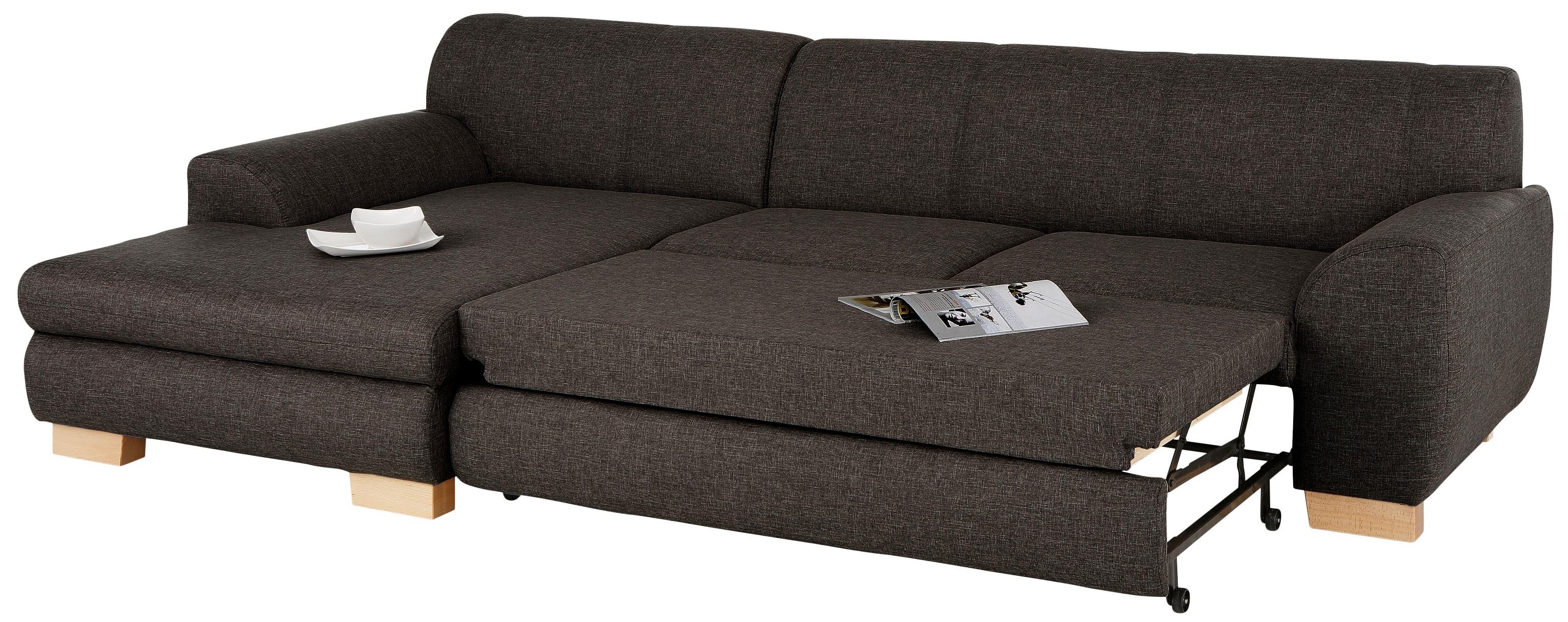 Ecksofa HOME AFFAIRE "Nika L-Form", braun, B:277cm H:84cm T:84cm, Struktur fein (100% Polyester);100% Polyester/ 85% Polyester+15% Polyacryl Melrose/Struktur, Sofas, Polsterecke, Struktur fein oder Melrose/Struktur, mit Bettfunktion