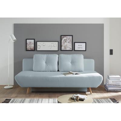 Schlafsofa ANDAS "Segmon", grau (graublau), B:200cm H:88cm T:99cm, Sofas, einfach in ein bequemes Bett umwandeln, inklusive Bettkasten Image