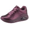 Sneaker SKECHERS "UNO ICON - LUSTROUS AIR", Damen, Gr. 38, rot (weinfarben), Leder, metallic, modisch, Schuhe, Keilsneaker, Plateausneaker, Schnürschuh im Metallic Look