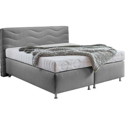 Boxspringbett "Sigma", grau, B:215cm L:210cm, Bezug Bett: Microvelours (100% Polyester) oder Feinstruktur (100% Polyester), Bezug Bonnell-Federkernmatratze: 100% Polyester, Bezug Kaltschaummatratze: 100% Polyester, Bezug... Image