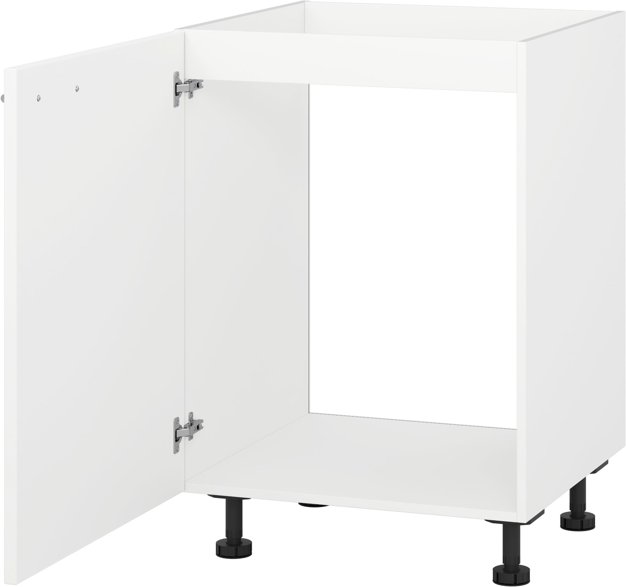 Spülenschrank KOCHSTATION "KS-Scafa", weiß (weiß hg, stahl dunkel), B:60cm H:75cm T:56cm, Schränke, in verschiedenen Breiten, wahlweise Türanschlag rechts oder links Image
