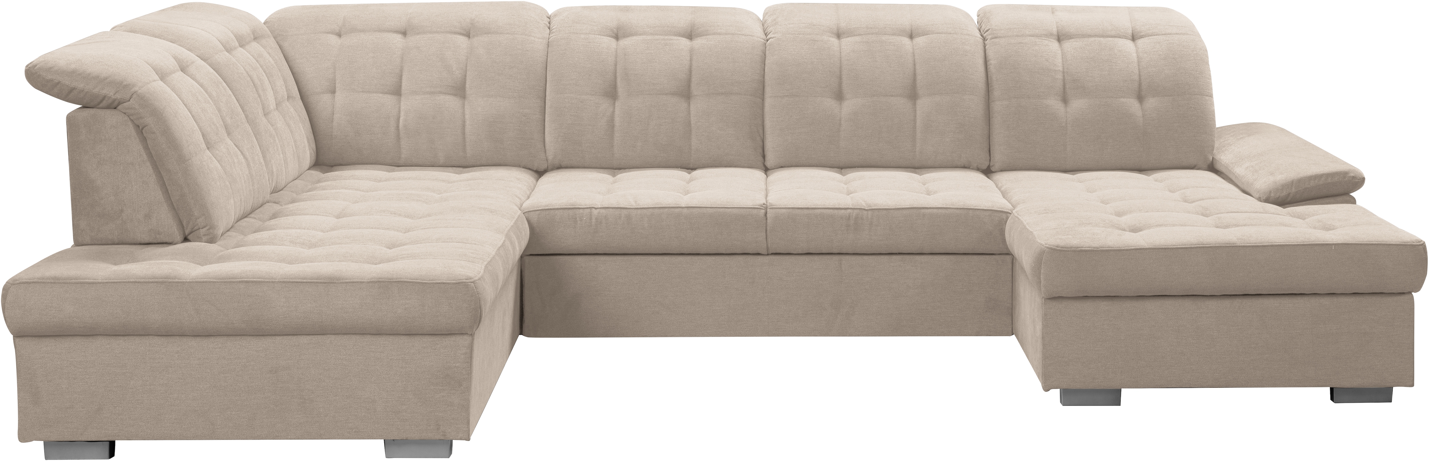 Wohnlandschaft WERK2 "Kordula-New Multifunktion Couch, Breite 332cm, bequem, U-Form", beige (creme), B:332cm H:105cm T:217cm, 95% Polyester, 5% Nylon, Sofas, Wohnlandschaft, Sofa in U-Form mit Schlaffunktion & Bettkasten, Schlafcouch