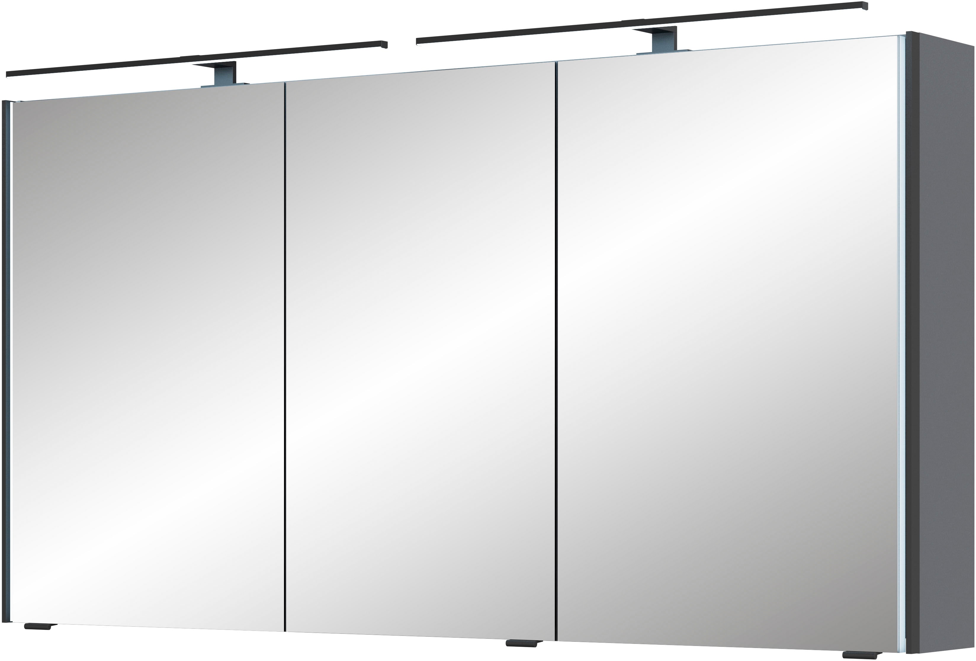 Spiegelschrank SAPHIR "Serie 7045 Badezimmer-Spiegelschrank inkl. LED-Beleuchtung, 3 Türen", grau (stahlgrau), B:133,2cm H:70,3cm T:17cm, Spanplatte, Schränke, Badschrank 133,2 cm breit, inkl. LEDplus Schalter und Türdämpfer Image