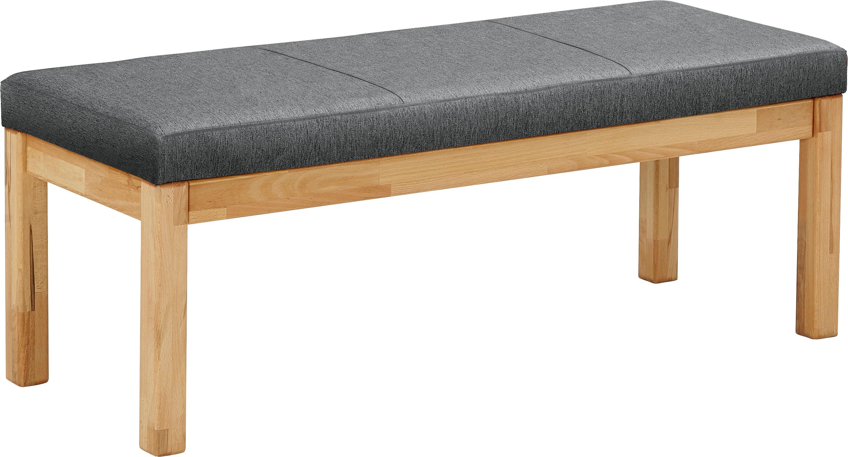 Sitzbank MASSIVLINE & MORE "Roberto", grau (grau, kernbuche), B:150cm H:50cm T:49cm, Massivholz, Polyester, Sitzbänke, Sitzbank, Massivholz