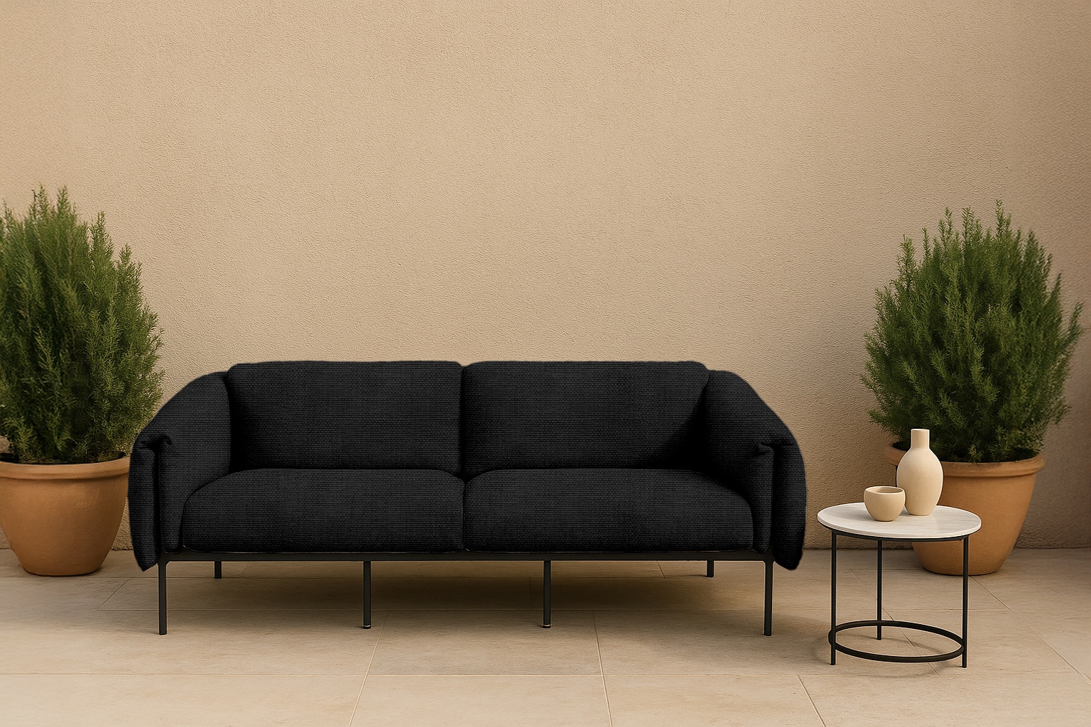 2-Sitzer ANDAS "Lumi", grau (davy grau), B:186cm H:73cm T:96cm, 100% Olefin, Sofas, Outdoor Gartensofa, wetterfeste Materialien, Breite 186 cm Image