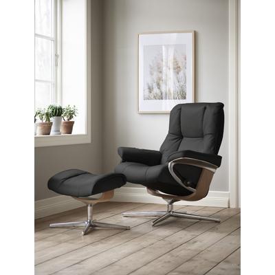 Relaxsessel STRESSLESS "Mayfair", schwarz (schwarz paloma), B:92cm H:103cm T:79cm, Leder PALOMA: PALOMA ist ein durchgefärbtes Semianilin-Möbelleder mit natürlicher Narbung., Sessel, mit Cross Base, Größe S, M & L, Holzakzent Eiche Image