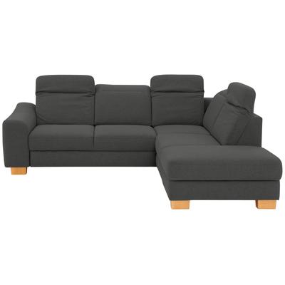 Ecksofa HOME AFFAIRE "Dundee L-Form", grau (anthrazit), B:263cm H:86cm T:219cm, Struktur fein (100% Polyester), Sofas, wahlweise mit Kopfteilverstellung und zusätzlich mit Bettfunktion Image