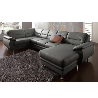 Wohnlandschaft SIT & MORE "Mailand U-Form", grau, B:312cm H:85cm T:179cm, NaturLEDER (echtes Rindleder)/Korpus passendes Kunstleder Softlux, Luxus-Microfaser Altara Nubuck (100% Polyester), Kunstleder Softlux, Luxus-Kunstleder, Sofas, wahlweise mit... Image