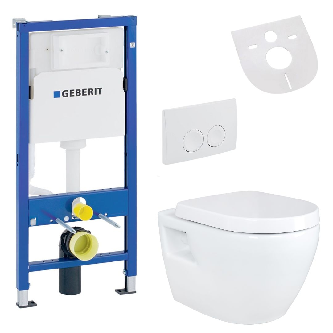 WC-Komplettset Weiß mit Belvit Hänge WC Keramik und Softclose Sitz passend für Geberit UP100 Vorwandelement wandhängend Image
