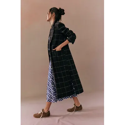 Hailey Tweed Duster Jacket at Free People in Chocolate Combo, Size: Medium
