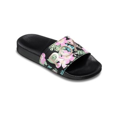 Sandale ROXY "Rg Slippy Ii", Gr. 13(30), pink (schwarz, pink stencil), Obermaterial: 100% PU, Futter: 100% Textil, Laufsohle: 100% EVA, Schuhe Image