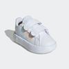 Klettschuh ADIDAS SPORTSWEAR "GRAND COURT 2.0 KIDS", Gr. 20, weiß (cloud weiß, iridescent, grau two), Synthetik, sportlich, Schuhe, Design auf den Spuren des adidas Superstar, für Kinder