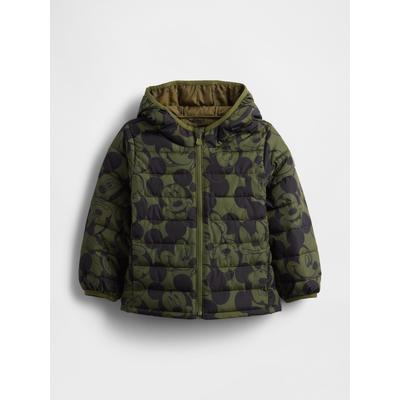 Gap Dark Green Disney Mickey Mouse Cold Control Puffer Jacket (6mths-5yrs)