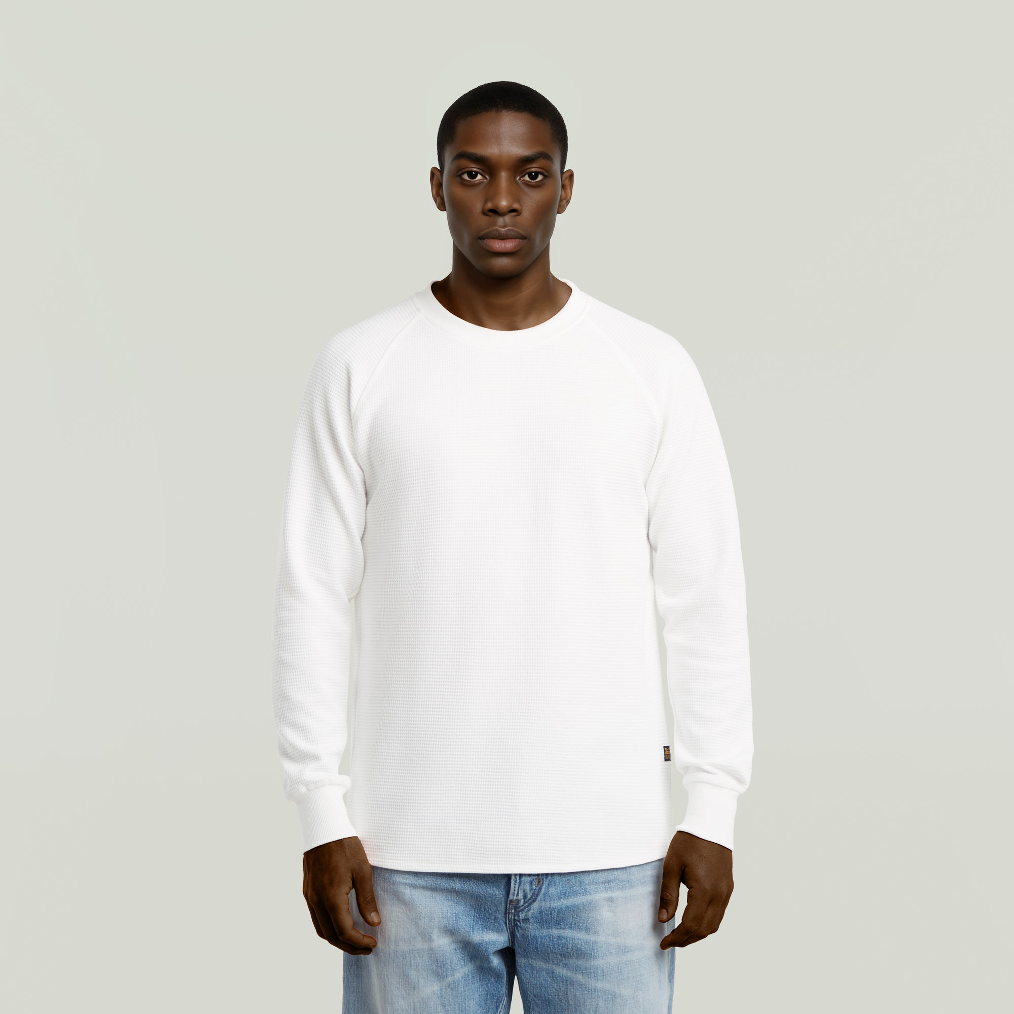 Sweater G-STAR "Jirgi", Herren, Gr. XL, weiß, Sweatware, Obermaterial: 65% Polyester, 35% Baumwolle, unifarben, normal, Rundhals, Raglanärmel angesetztes Bündchen, Sweatshirts, mit Label-Detail auf der Brust Image