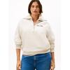 Sweatshirt TOMMY HILFIGER CURVE "CRV CLASSIC SCRIPT FLEECE 1/2ZIP", Damen, Gr. 54, heather oatmilk, Sweatware, Obermaterial: 77% Baumwolle, 23% Polyester, unifarben, casual, Kurzarm Bündchen, Sweatshirts, in großen Größen