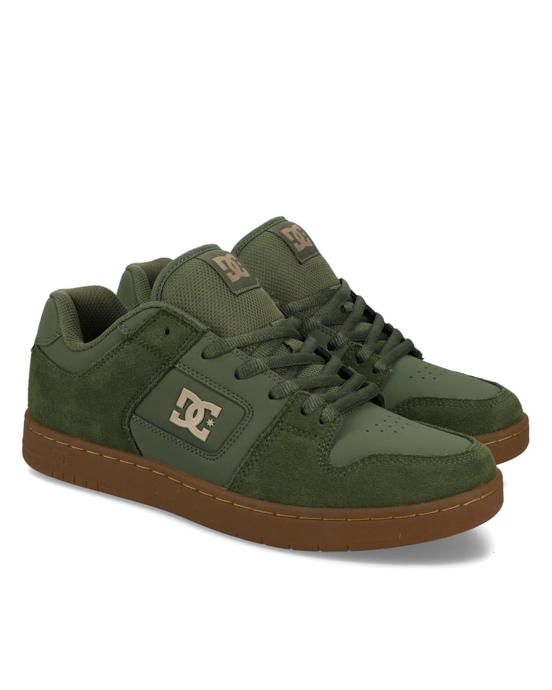 Sneaker DC SHOES "Manteca", Herren, Gr. 10 (43), grün (olive, gum), Obermaterial: Leder (Kuh) / Futter: Textil / Außensohle: Gummi, Schuhe Sneaker
