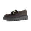 Loafer GABOR, Damen, Gr. 42, braun (dunkelbraun), Ziegenveloursleder, unifarben, modisch, Schuhe, Plateau, Slipper, Businessschuh mit Zierschnalle und Schmuckstein