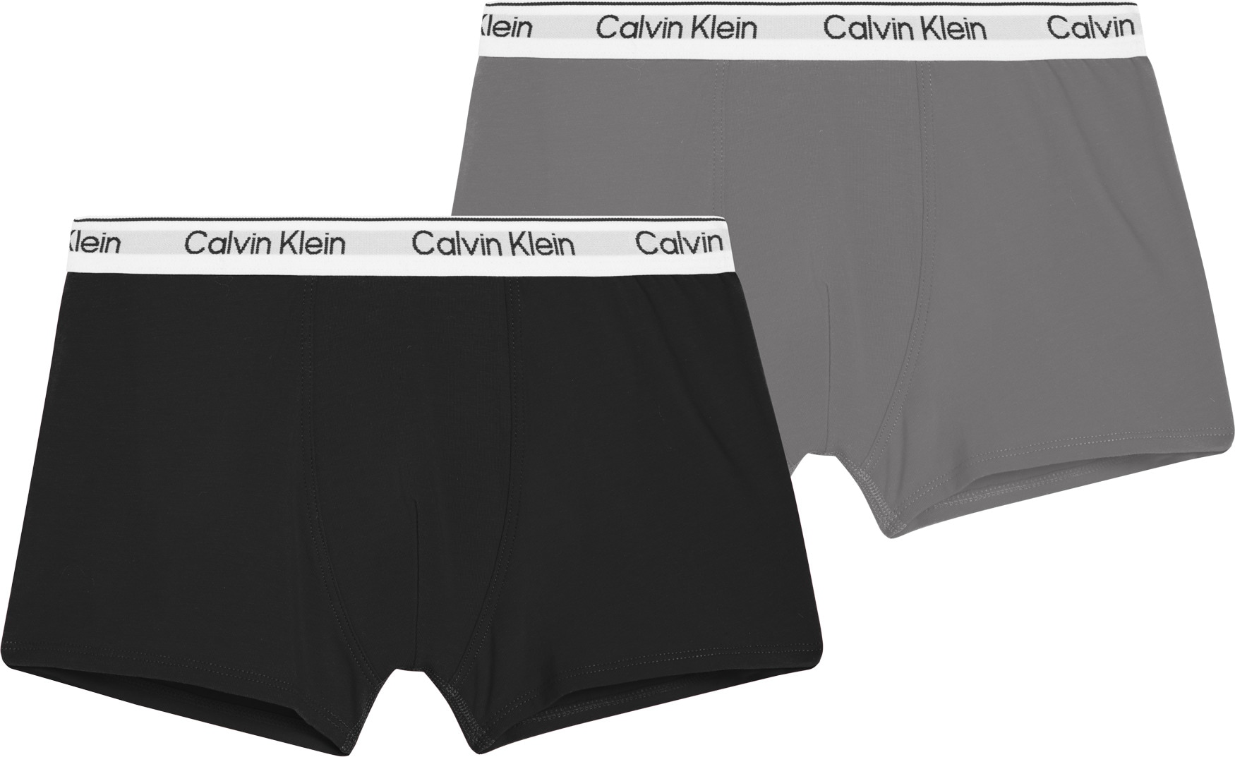 Trunk "2PK TRUNK", Kinder, Gr. 164/170, schwarz (grau, schwarz), Jersey, Obermaterial: 95% Baumwolle, 5% Elasthan, CALVIN KLEIN UNDERWEAR, unifarben, körpernah, Unterhosen, mit Logobund Image