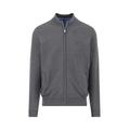 Strickpullover FYNCH-HATTON, Herren, Gr. XXL, grau (steel), Strick, Obermaterial: 100% Baumwolle, unifarben, casual, regular fit taillenbedeckt, Langarm, Pullover, mit Logo Stickerei