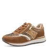 Keilsneaker TAMARIS, Damen, Gr. 42, braun (cognac kombiniert), Veloursleder, Textil, Lederimitat, kontrastfarbene Details, sportlich, Schuhe, Freizeitschuh, Halbschuh, Schnürschuh mit Kontrastbesätzen