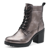 Schnürstiefelette MARCO TOZZI, Damen, Gr. 38, silber (altsilberfarben), Lederimitat, metallic, modisch, Schuhe, Blockabsatz, Stiefelette, Schnürboots in veganer Verarbeitung