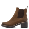 Chelseaboots MARCO TOZZI, Damen, Gr. 37, braun (dunkelbraun), Nubuklederimitat, Elastischer Einsatz, unifarben mit Farbeinsatz, klassisch, Schuhe, Blockabsatz, Stiefelette in veganer Verarbeitung