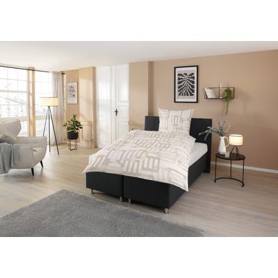 Bettwäsche CASATEX "Yasin", beige, B/L: 135cm x 200cm, , Interlock-Jersey, B/L: 80cm x 80cm, Interlock-Jersey, Obermaterial: 100% Baumwolle, Bettwäsche, grafisch, modern und elegant Image