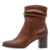 Stiefelette MARCO TOZZI, Damen, Gr. 39, braun (cognac), Lederimitat, unifarben, used, klassisch, Schuhe, Blockabsatz, Businessschuh mit Falten im slouchy Look