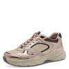 Plateausneaker TAMARIS, Damen, Gr. 40, rosa (rosegoldfarben), Textil, Lederimitat, metallic, kontrastfarbene Details, sportlich, Schuhe, Freizeitschuh, Halbschuh, Schnürer, Details in Metallicoptik